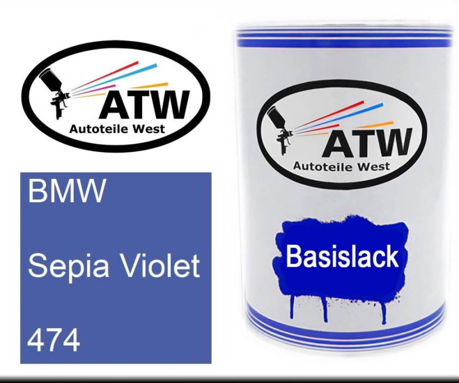 BMW, Sepia Violet, 474: 500ml Lackdose, von ATW Autoteile West.